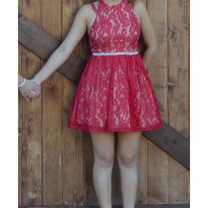 Red lacy homecoming dress
